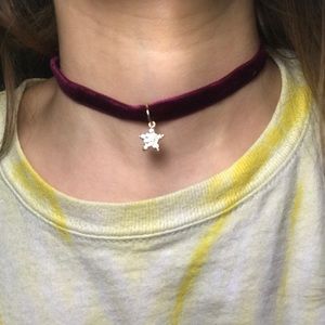 Star and velvet choker necklace